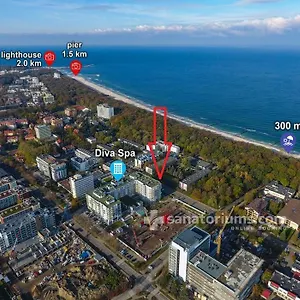 Prywatny, W 4 -gwiazdkowym Diva, Balkon, 300m Do Morza, Do Dworca Pkp Pieszo 10 Minut, Darmowe Wifi W Apartamencie, Dodatkowo Platne - Parking, Basen, Spa, Apartament